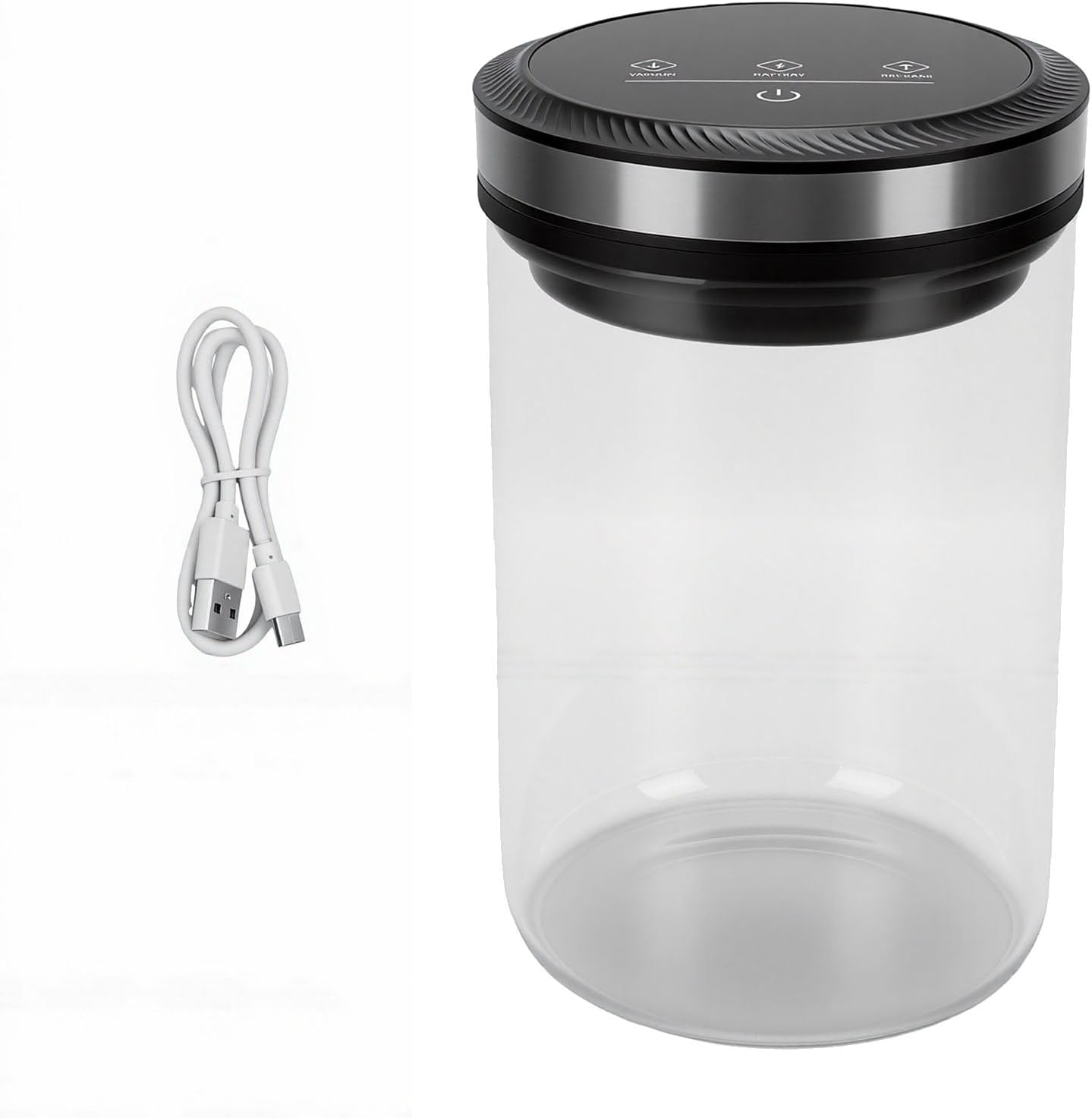 banapoy Automatic Vacuum Coffee Canister, Rechargeable Airtight Food Storage Container with Digital Screen, Kitchen Glass Jars for Coffee Beans Flour Fruits Nuts Sugar Tea