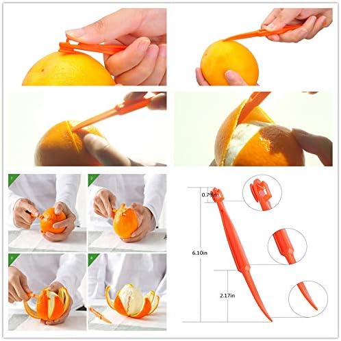 Miniatura 7 de S-shine Paquete de 4 peladores de cítricos naranjas y limón, cortador de cáscara de cítricos de pomelo, cuchillo de pomelo, rallador Zester,