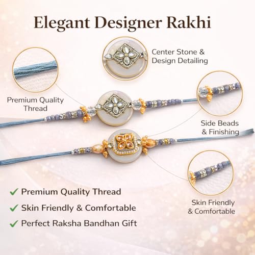 Image of CraftVatika Rakhi Set for Brother with Gift Combo, Designer Rakhi Set of 2 for Brother Boy Men, Premium Rakhis for Rakshabandhan with Best Wishes Card and Tillak Set, Fridge Magnet Gift for Him