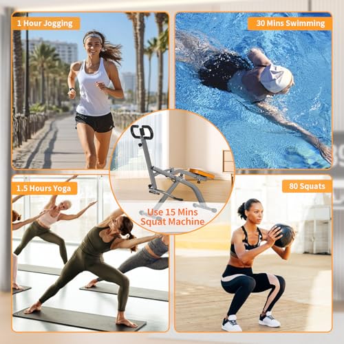 Image of NAYSAYE Squat Assist Trainer, Squat Machines Rowing Machine with Adjustable Resistance Bands LCD Display, Foldable Exercise Trainer with 265LBS Loading Capacity for Home Office