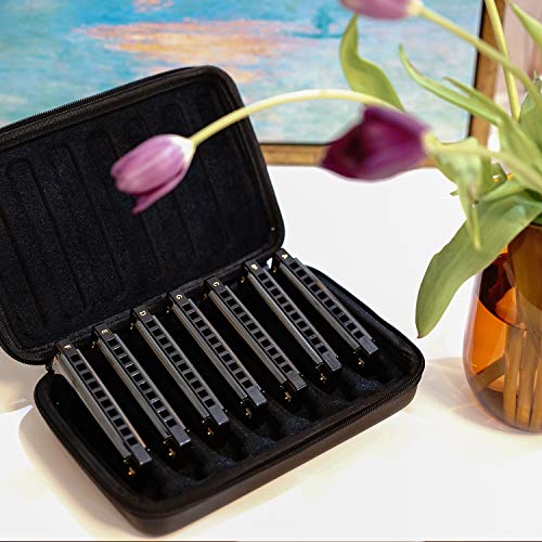 JDR Harmonica Set of 7 Key of C D E F G A Bb 10 Holes 20 Tones Blues Harp Diatonic Mouth Organ armonica with EVA Protective Case for Adults Kids Beginner Professional Intermediate Student Gift Black - Les Beatles, Paul McCartney, John Lennon, RIngo Starr, George Harrison JDR Harmonica Set of 7 Key of C D E F G A Bb 10 Holes 20 Tones Blues Harp Diatonic Mouth Organ armonica with EVA Protective Case for Adults Kids Beginner Professional Intermediate Student Gift Black – Image 3