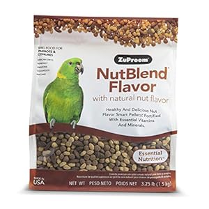 ZuPreem NutBlend Smart Pellets Bird Food for Parrots & Conures, 3.25 lb – Made in USA, Daily Nutrition, Vitamins, Minerals for African Greys, Senegals, Amazons, Eclectus, Cockatoos