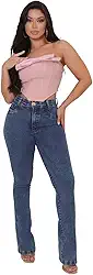 Calça Jeans Feminina Flare Boca De Sino Cintura Alta Levante Bumbum