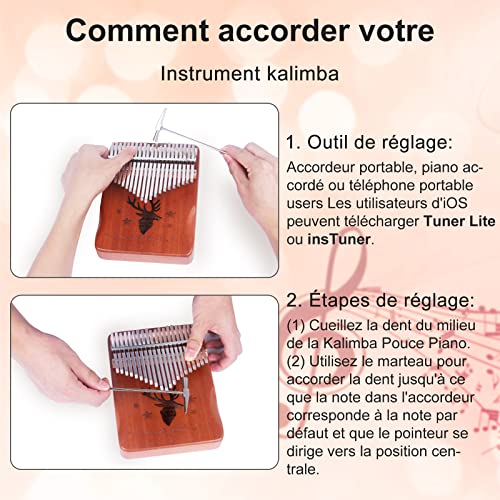 Kalimba 21 Clés Pouce Doigt Piano Portable Instrument de Musique avec Accessoires,Kalimba instrument avec tuning hammer… - Les Beatles, Paul McCartney, John Lennon, RIngo Starr, George Harrison Kalimba 21 Clés Pouce Doigt Piano Portable Instrument de Musique avec Accessoires,Kalimba instrument avec tuning hammer… – Image 5