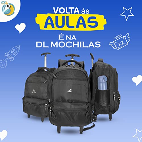 Mochila De Rodinha Masculina Notebook Escolar Reforçada (PRETO)