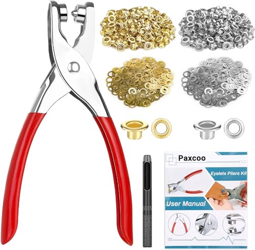 Image of 1203Pcs Grommet Tool Kit with Eyelet Pliers, PAXCOO 1 /4 Inch 6mm(Inside Hole Size) Fabric Grommet Kit with Fabric Eyelets Grommets, Washers, and Hole Punch Grommet Hand Press kit