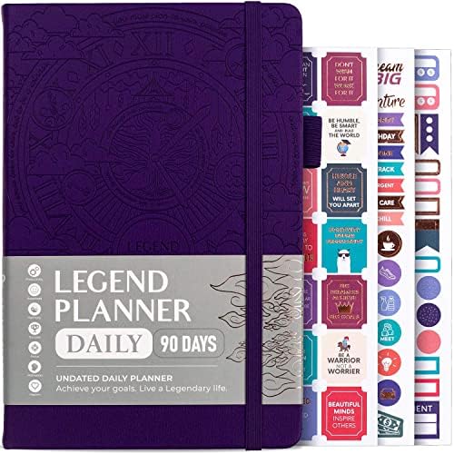 Legend Planner Daily for 3 Months  Undated Deluxe Monthly Weekly & Daily Planner to Hit Your Goals & Live Happier. Organizer Notebook & Productivity Journal. A5 Hardcover + Stickers  Rose Gold