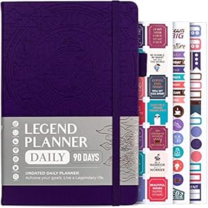 Legend Planner Daily for 3 Months – Undated Monthly Weekly & Daily Planner to Hit Goals. Organizer & Productivity Journal, A5 (Dark Purple)