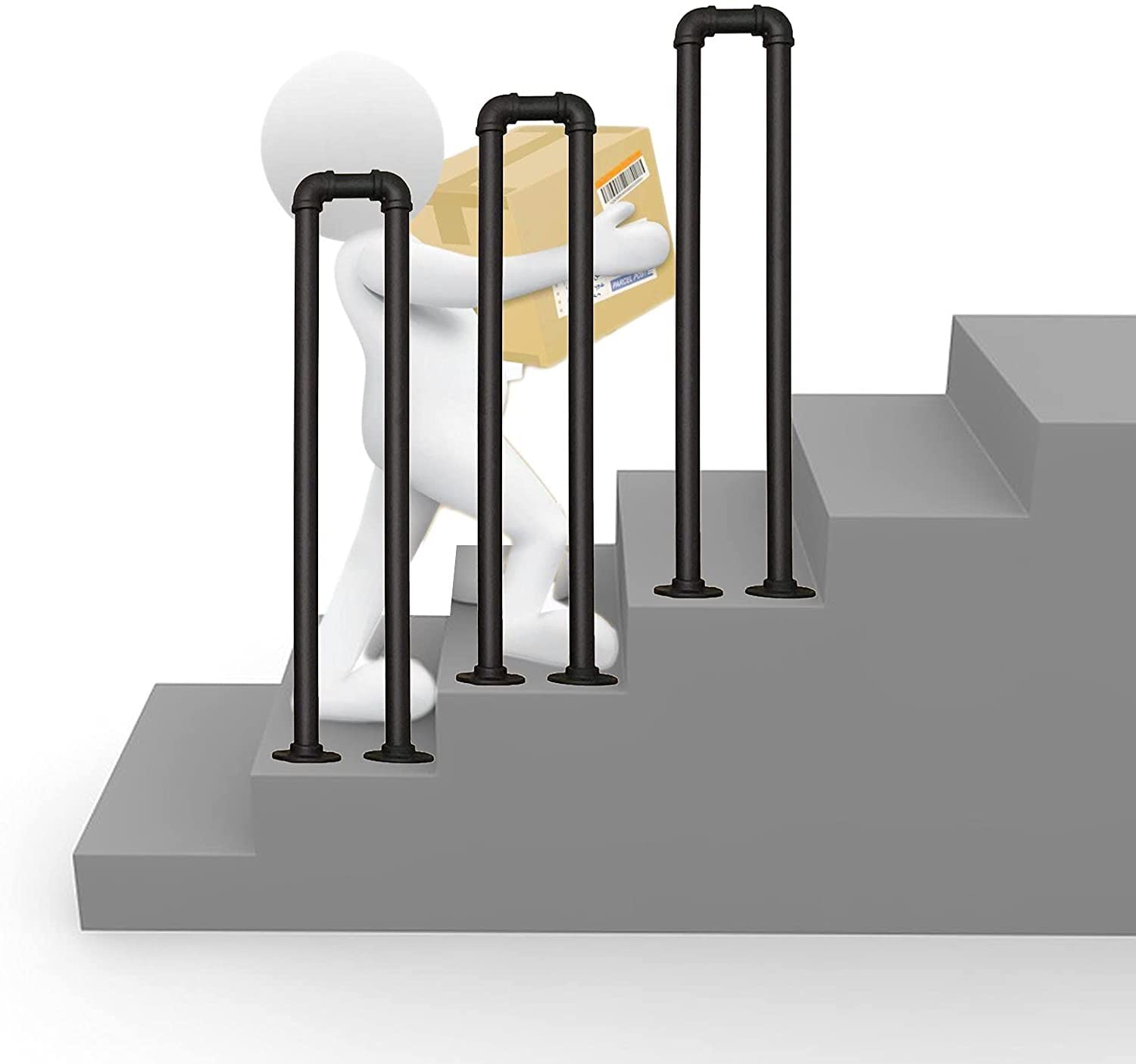Stair Handrail for Indoor Outdoor U-Shaped Iron Stair Handrails/guardrails, Elderly Children Safety Staircase Railing for Indoor Outdoor Stairs Steps, Protective Fences(85cm(2.78ft))