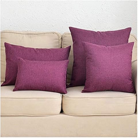 Coliang Dark Purple Pillow Case, Solid Multiple Color Simple Linen Throw Pillow Cases Sofa Cushions Pillowcases Back Office Car Bedroom Pillow Covers 16x24 Inch(40x60CM) - Dark Purple Cover