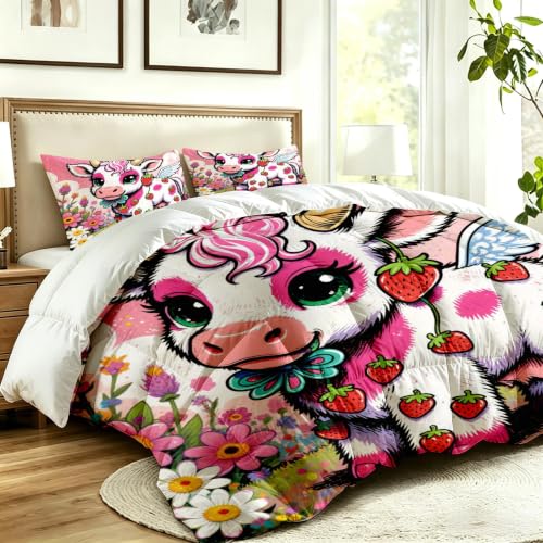 Ropa de cama de vaca divertida para dormitorio juvenil alegre de primavera 3