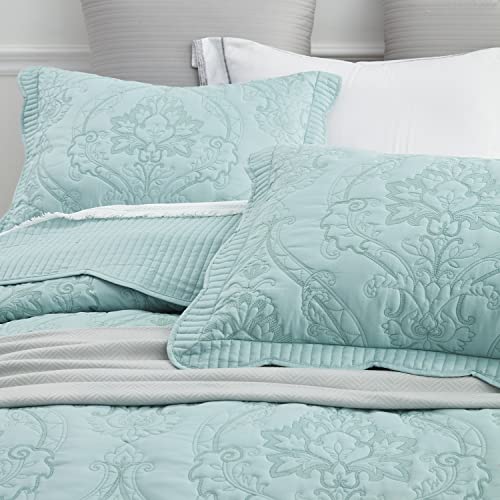 Image of CHIXIN Microfiber King Pillow Shams Set of 2 - Quilted Decorative Pillow Covers - Seaglass - Size (20 inch x 36 inch)