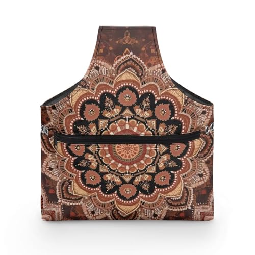 Image of ZUXONGSY Mandala Flower Crochet Yarn Bag for Women Retro Floral Knitting Tote Bag for on The Go Travel Portable Knitting Project HanbBag for Crochet Hooks