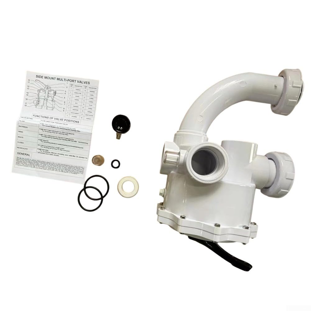 Kit de válvula multipuerto, juego de 7 piezas para sistemas de 2 pulgadas, reemplazo de filtro de arena y D.E. Fácil instalación, prevención de fugas, flujo eficiente para mantenimiento de piscinas
