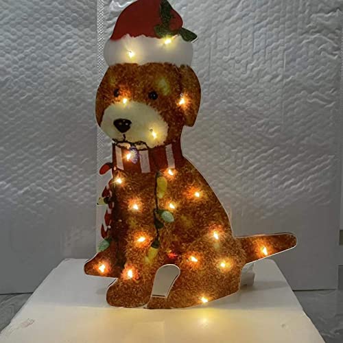 Decorações animadas de Natal ao ar livre - Cão Goldendoodle de Natal iluminado com cordão de luz | L