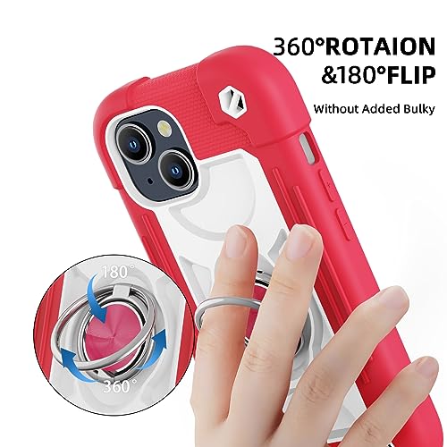 Image of MARKILL Compatible with iPhone Case with Ring Stand, Military Grade Drop Protection Full Body Rugged Heavy Duty Protective Durable Cover iPhone. (Hot Pink, iPhone 15 6.1 inch)