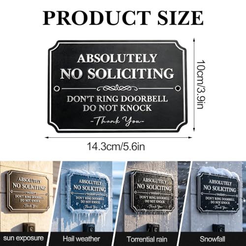 Image of Brass No Soliciting Sign for House Front Door, Vintage No Solicitors