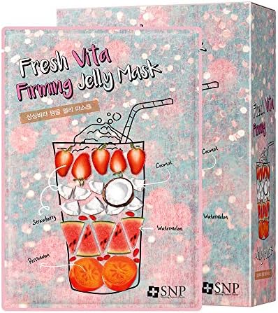SNP | Fresh Vita Firming Jelly Mask | Facial Firming & Anti-Aging Sheet Mask with Vitamin A | 10 Pack