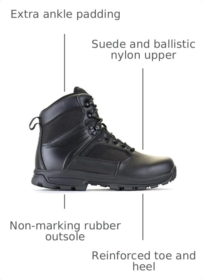 Image of LA Police Gear LAPG Men's Sector 6 inch Side-Zip Duty Boots, All-Day Wear Durable Tactical Work Boots for Men