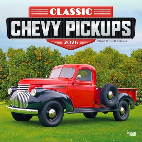 Classic Chevy Pickups OFFICIAL | 2026 12 x 24 Inch (Hanging) Monthly Square Wall Calendar | Foil Stamped Cover | Plastic-Free | BrownTrout | Chevrolet Motor Truck