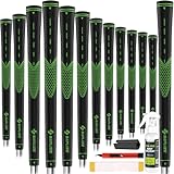 SAPLIZE Jeu de 13 poignées de Golf avec kit de regripping Complet, Taille Moyenne, poignées de Club de Golf en Caoutchouc, Vert