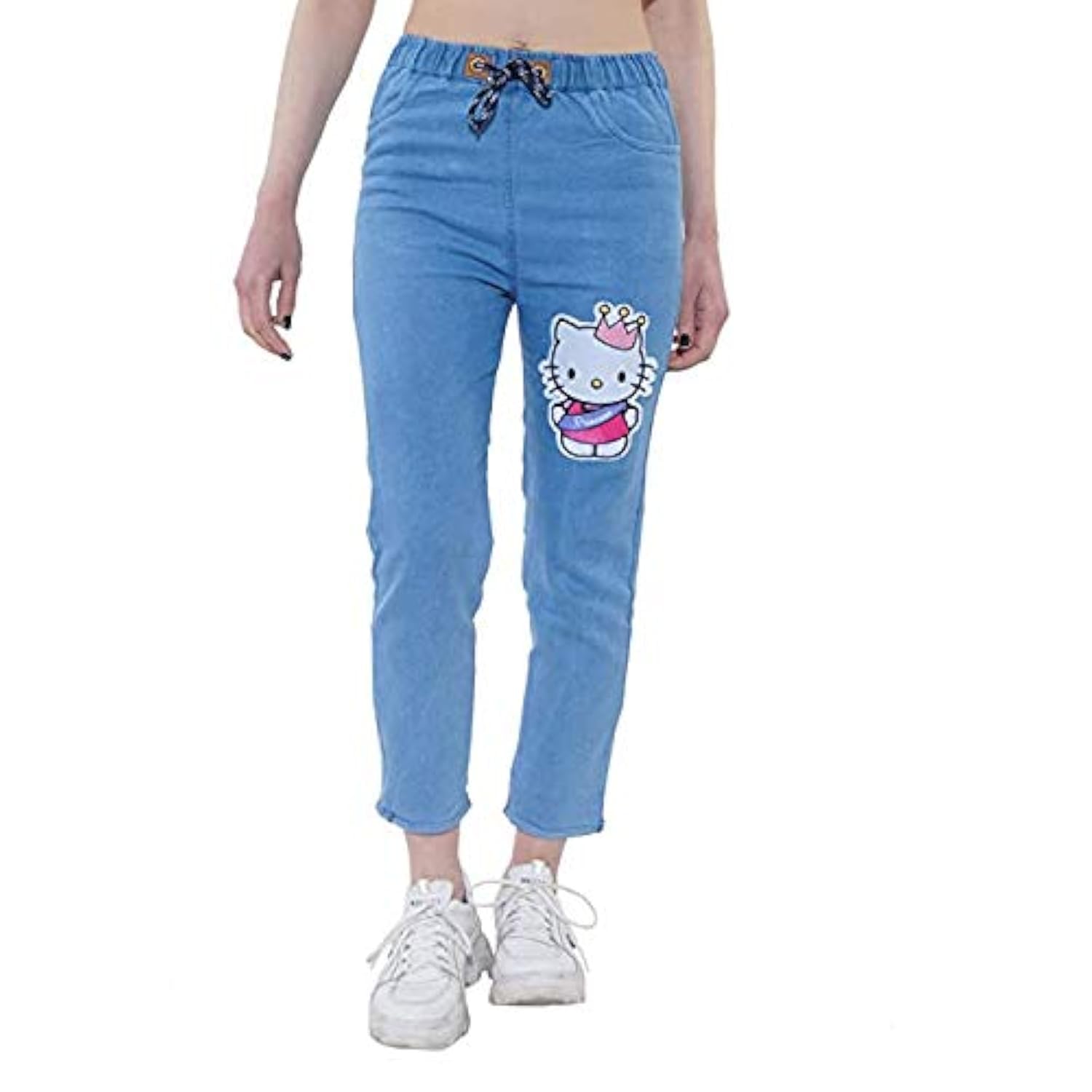 magic Women's Kitty Denim Fit Jogger Pants Jeans (Light Blue)-picture-41