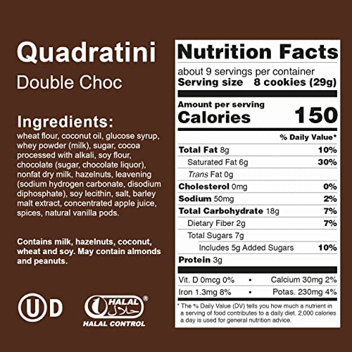 Image of Loacker Quadratini Premium Double Choc Wafer Cookies, 250g /8.82oz (14305)
