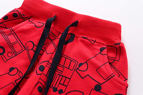 HUAER& Boys Cartoon Print Dinosaur Monkey Pattern Cotton Pants Drawstring Elastic Sweatpants3