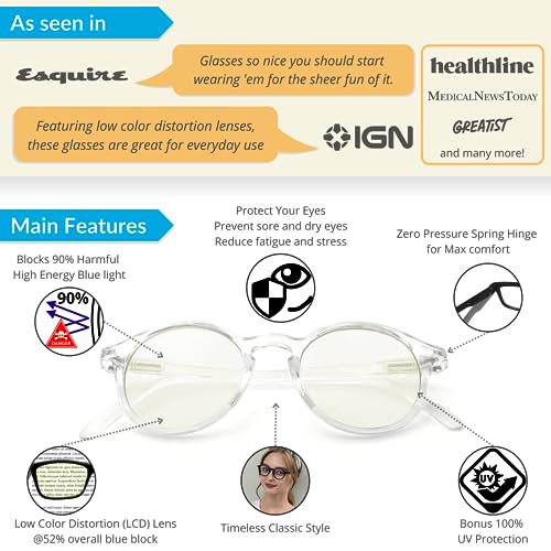 Image of J+S Vision Blue Light Blocking Glasses for Men Women | Computer Gaming Work| Anti Strain Fatigue UV Glare | Medium-Small Fit