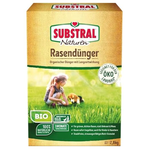 Substral Naturen Bio Rasendünger, organischer Volldünger, 3 Monate Langzeitwirkung, alle Rasenarten, bis zu 80 m², 2,8kg