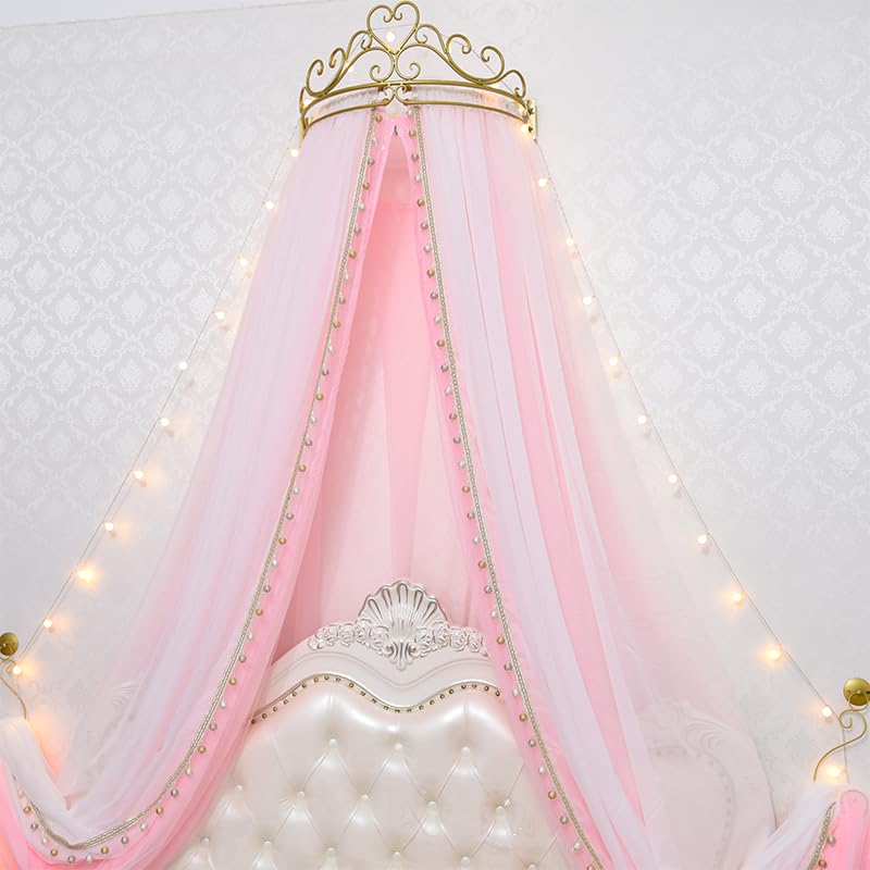 Baldacchino A Corona Per Letto Net 1,5 M 12 Tende da letto Tende da letto Decorazione Bellezza Tende da letto Garza Corona Comodino Rete