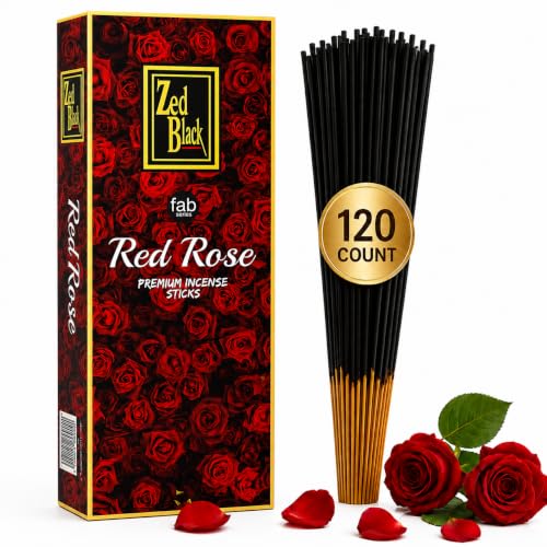 Zed Black Red Rose Incense Sticks, 120 Count, Incienso de Rosa, 9 Inch