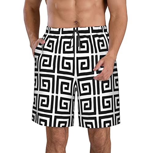 Men's Greek Key Shorts Casual Lightweight Summer Beach Shorts