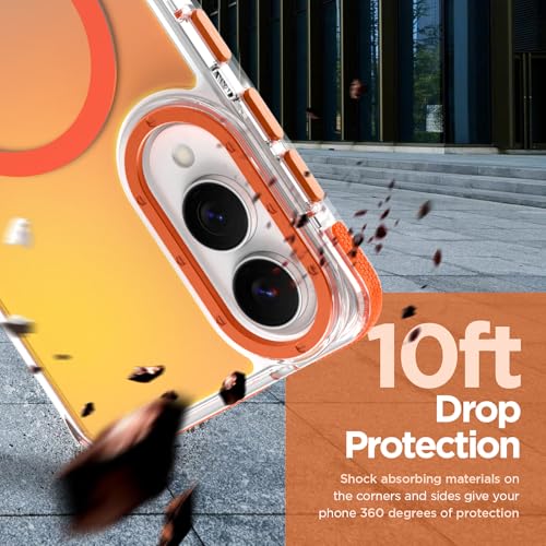 Image of Magnetic Case for Samsung Galaxy S25 Edge [Compatible with Magsafe] [Cute Fashion Fluorescent Design] [1 Screen Protector] Slim Translucent Matte Case for Galaxy S25 Edge 6.7 inch, Orange