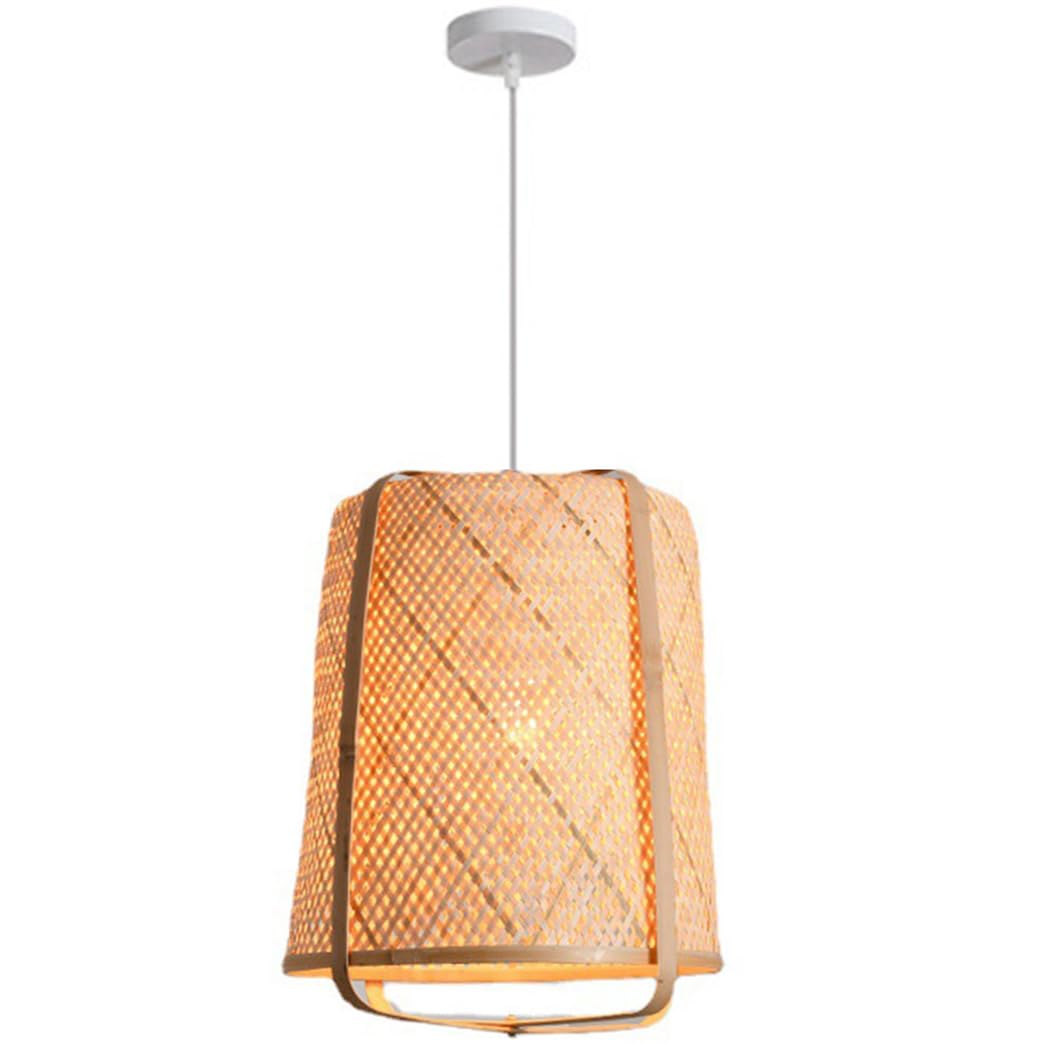 LQZCXMF Bamboo Cage Pendant Light Handwoven Wicker Lamp Shade Beige Basket Wicker Chandelier for Dining Room Hanging Lamp Hand-Woven Boho Pendant Fixtures for Dining Living Bedroom Kitchen