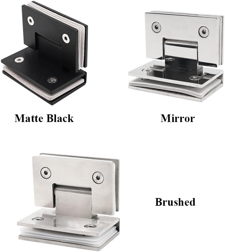 90 Degree Stainless Steel Glass Clamp, Adjustable Glass Brackets Heavy Duty Clamps for Shower Stairs Balustrade Balcony Handrail for 8-12mm/0.32-0.34in Glass(Mirror)