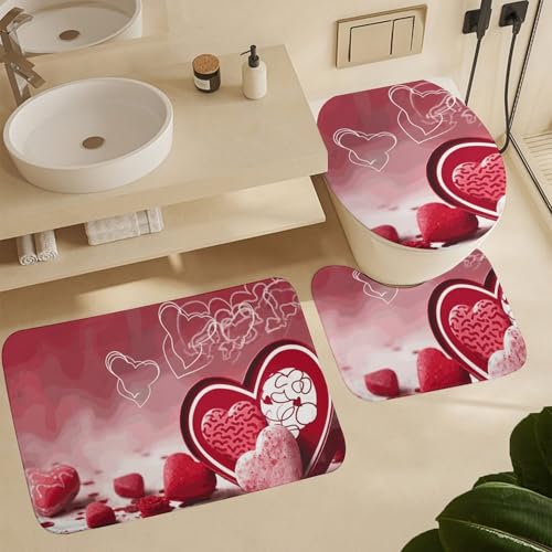 Kit rideau de douche Saint-Valentin antidérapant en textile de qualité supérieure