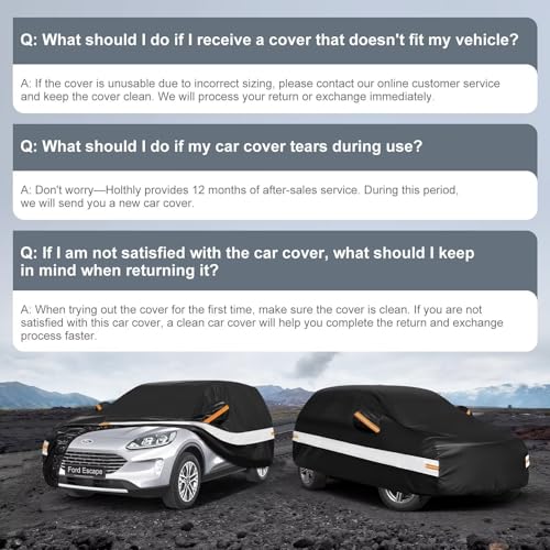 Image of 10 Layers SUV Car Cover Custom Fit for Ford Escape (2000-2026), Waterproof All Weather for Automobiles, Outdoor Full Cover Sun Dust Rain Protection with Cotton. Black