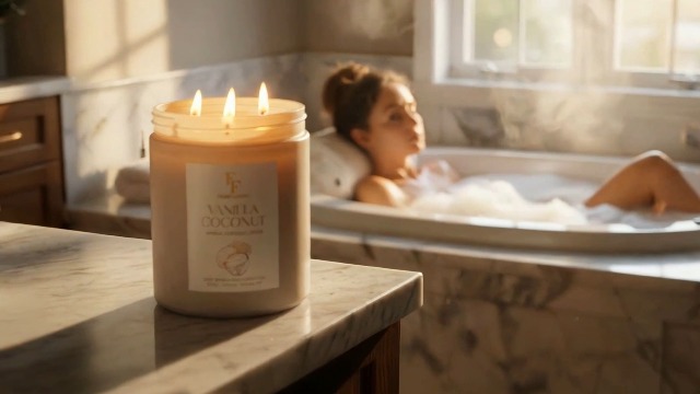Image of Vanilla Coconut Large Scented Candle, 3-Wick 22oz Long Lasting Scented Candle, Natural Soy Wax Aromatherapy Candle for Home, Candle Gifts for Women Men