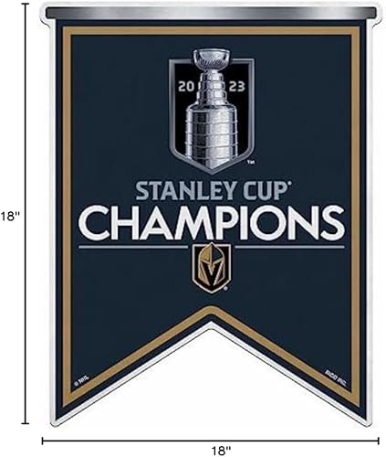 Miniatura 2 de Rico Industries NHL Hockey Vegas Golden Knights 2023 Stanley Cup Champions - Banderín de corte en forma de campeones  Decoración del hogar y sala de