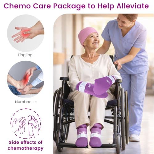 Image of SuzziPad Cold Socks & Hands Ice Pack for Chemo Must Haves, Purple, S /M | Removable Gel Packs, Adjustable Straps, Dual-Layer Gloves & Foot Ice Pack Wraps For Chemo, Arthritis & Neuropathy Relief