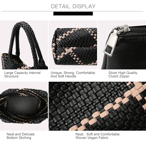 Queenoris Bolso Tote tejido para mujer de cuero vegano miniatura 5