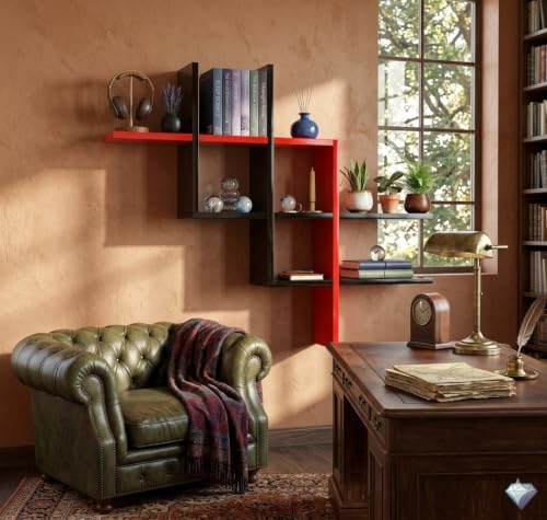 Image of Wooden Wall Shelves for Living Room, Kitchen, Hallway, Bedroom, and Bathroom; Wall Mounted Book Shelf; Wall Shelf for Photos and Decorations; Bend Shelve (Plus New R /Blk)