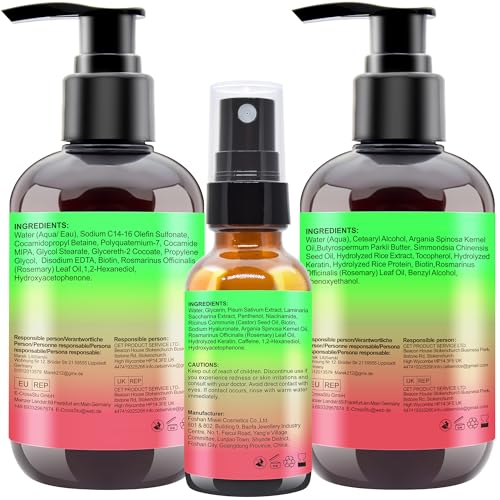 Hair Growth Shampoo and Conditioner Sets w/6 in 1 Heat Protectant Spray,Rosemary Oil Biotin Keratin Caffeine Sulfate Free Hair Thickening Products for Thinning Hair & Hair Loss,Gifts for Women Men - Image 8
