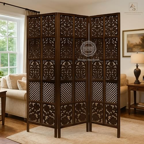 Image of Wooden Partition for Living Rooms Wall Dividers,Screen Separator Wall Divider for Hall Wall Panels for Living Room /Kitchen /Bedroom /Office /Restaurant (6-feet 3 Panel)