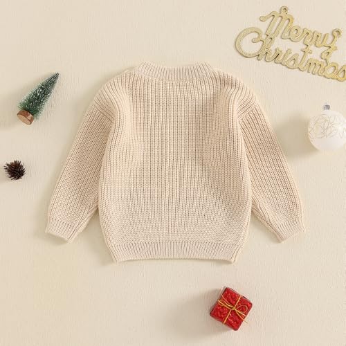 Lesimsam Toddler Baby Boy Girl Christmas Outfit Embroidery Knit Sweater Oversized Knitted Sweatshirt Pullover Winter Clothes4