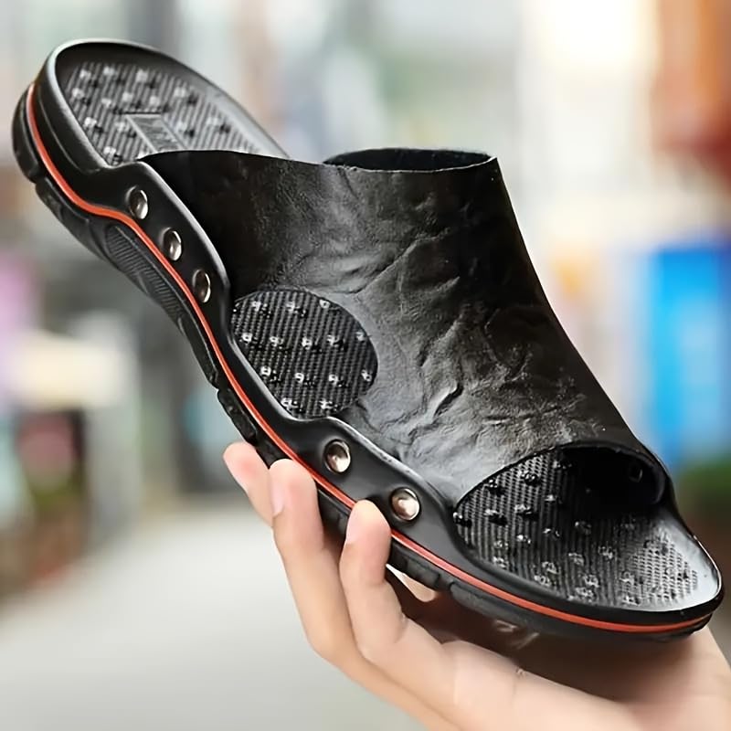 Men's Fashion Slide Sandals - Versatile for Indoor & Outdoor, Casual Street Style, Men's slippers All-Season Wear - For Casual Outings, Beach & Pool2