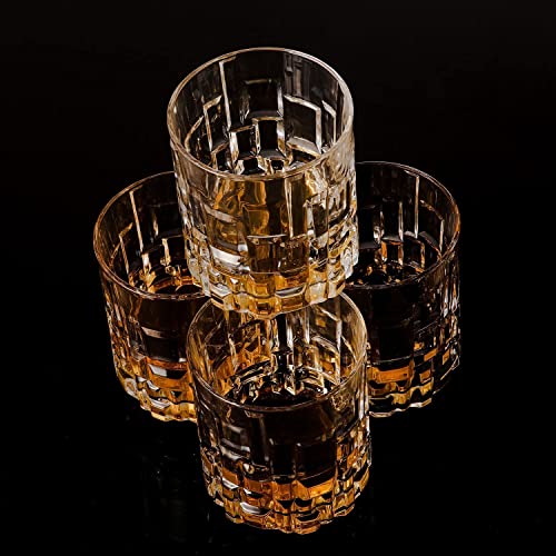 Image of WQR Premium Stylish Old Fashion Rocks Tumblers Lead-Free Whiskey Glasses 300 ml for Scotch Bourbon Cognac Brandy Cocktail Whiskey Transparent Set of 4 (4, VB:)