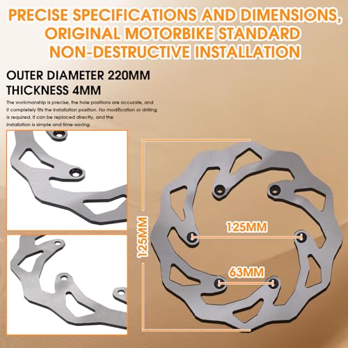 220mm Motorrad Bremsscheibe Hinten,Bremsscheiben für 125-450SX XC 125-530 EXC XC-W 450SMR 125-450 TC FC TX FX FS450