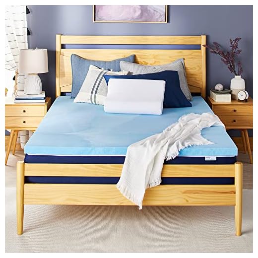 Sleep Innovations 2 Inch Cooling Gel Infused Memory Foam Mattress Topper, Queen Size, Cool Comfort, Medium Support